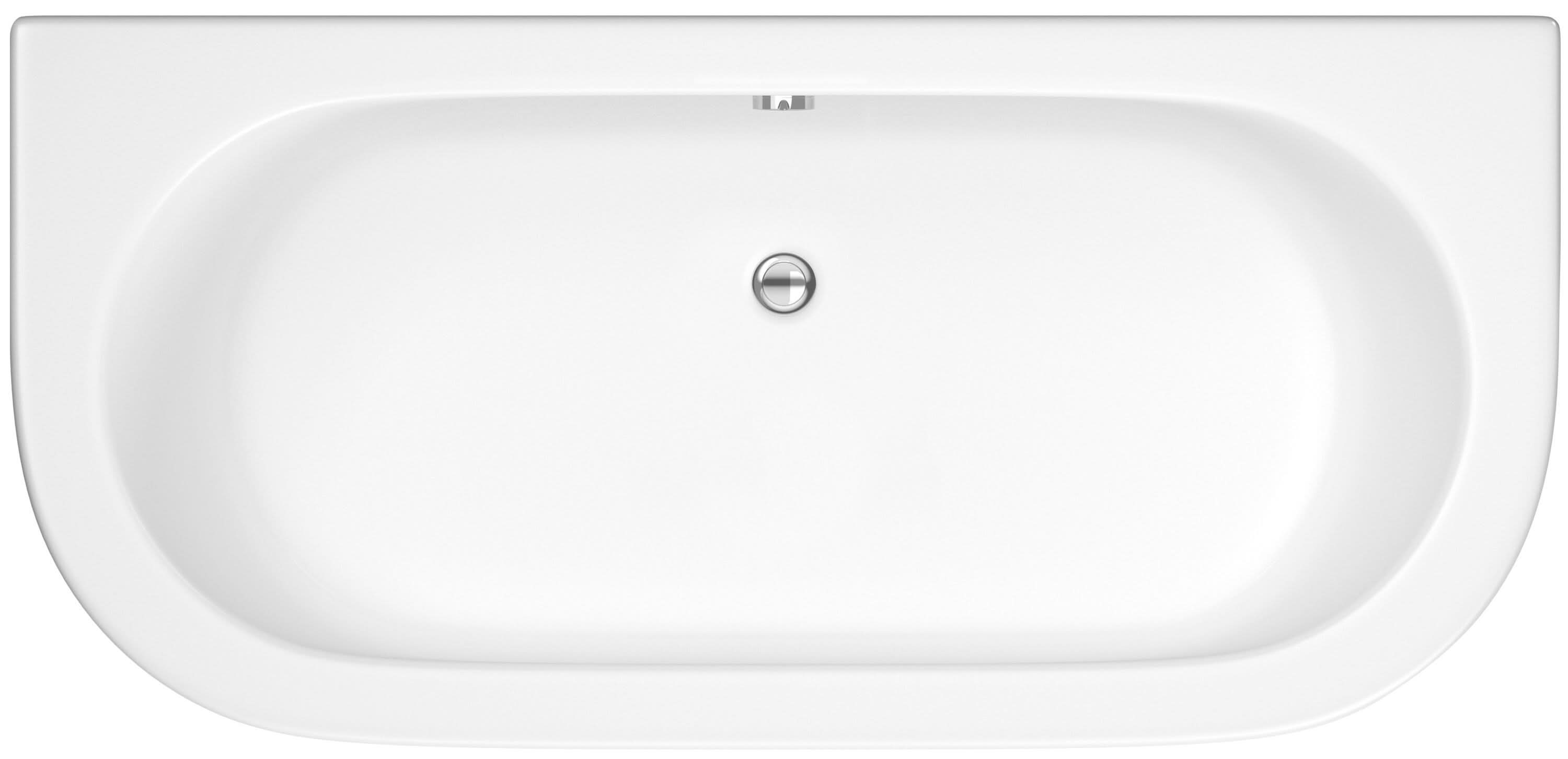 Tivoli Curved Back To Wall Bath With Legs And Panel - 1700mm x 750mm - White