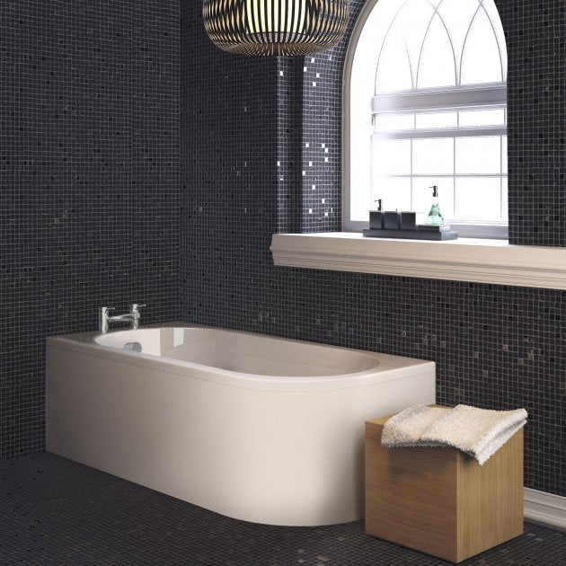 Urban Curved Single Ended Corner Bath With Legs And Panel - 1700mm x 725mm - White