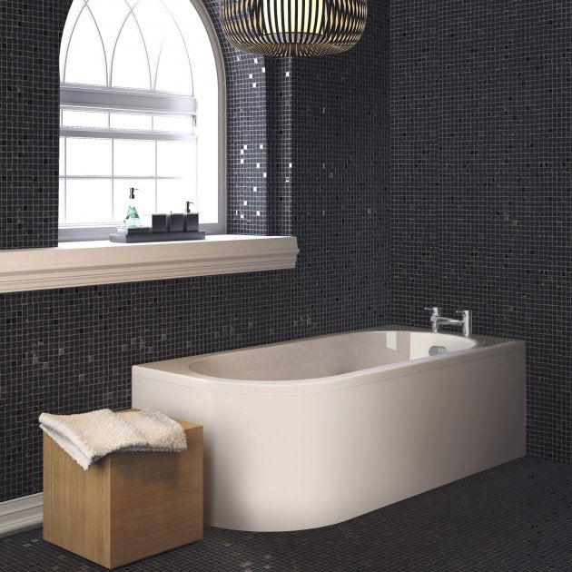 Urban Curved Single Ended Corner Bath With Legs And Panel - 1700mm x 725mm - White