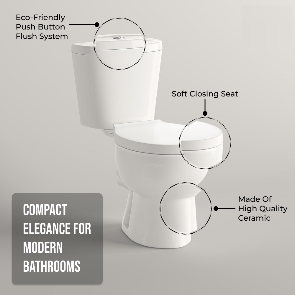 Basics Close Coupled Toilet with Soft Close Seat & Cistern - White