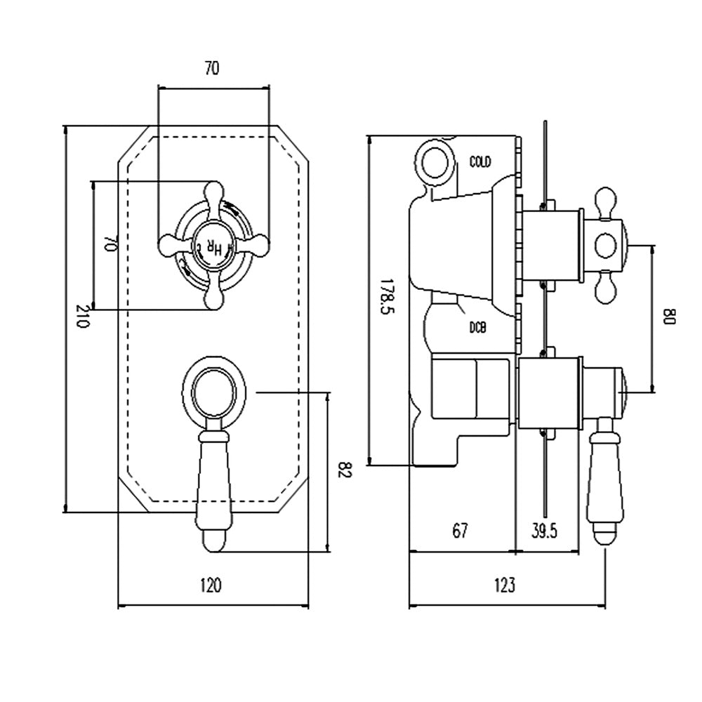 Claremont Traditional Thermostatic 1 Outlet Concealed Shower Valve