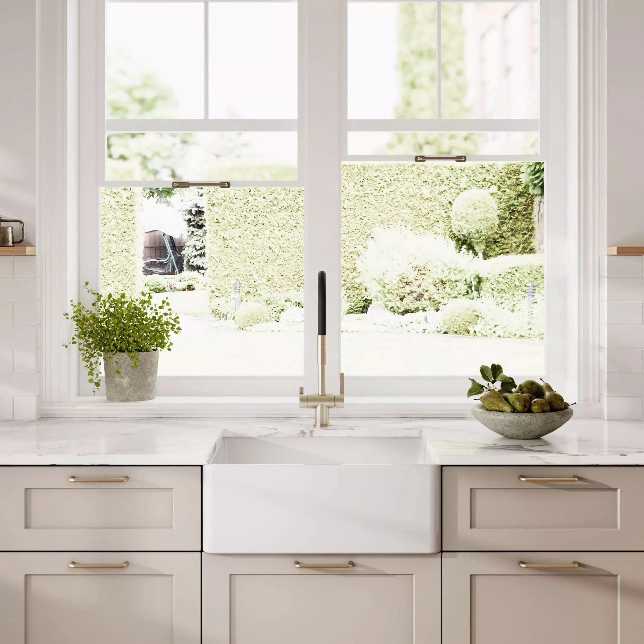 Nuie Single Bowl Butler Sink With Offset Waste