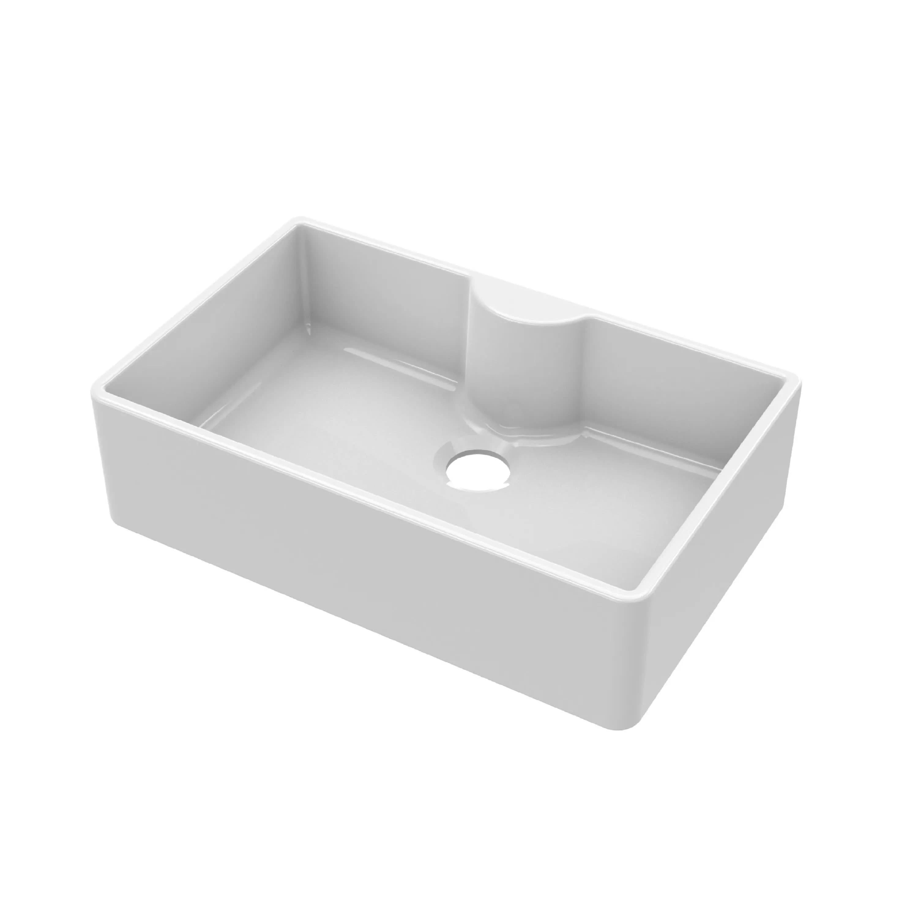 Nuie Single Bowl Butler Sink With Offset Waste And Tap Ledge - White