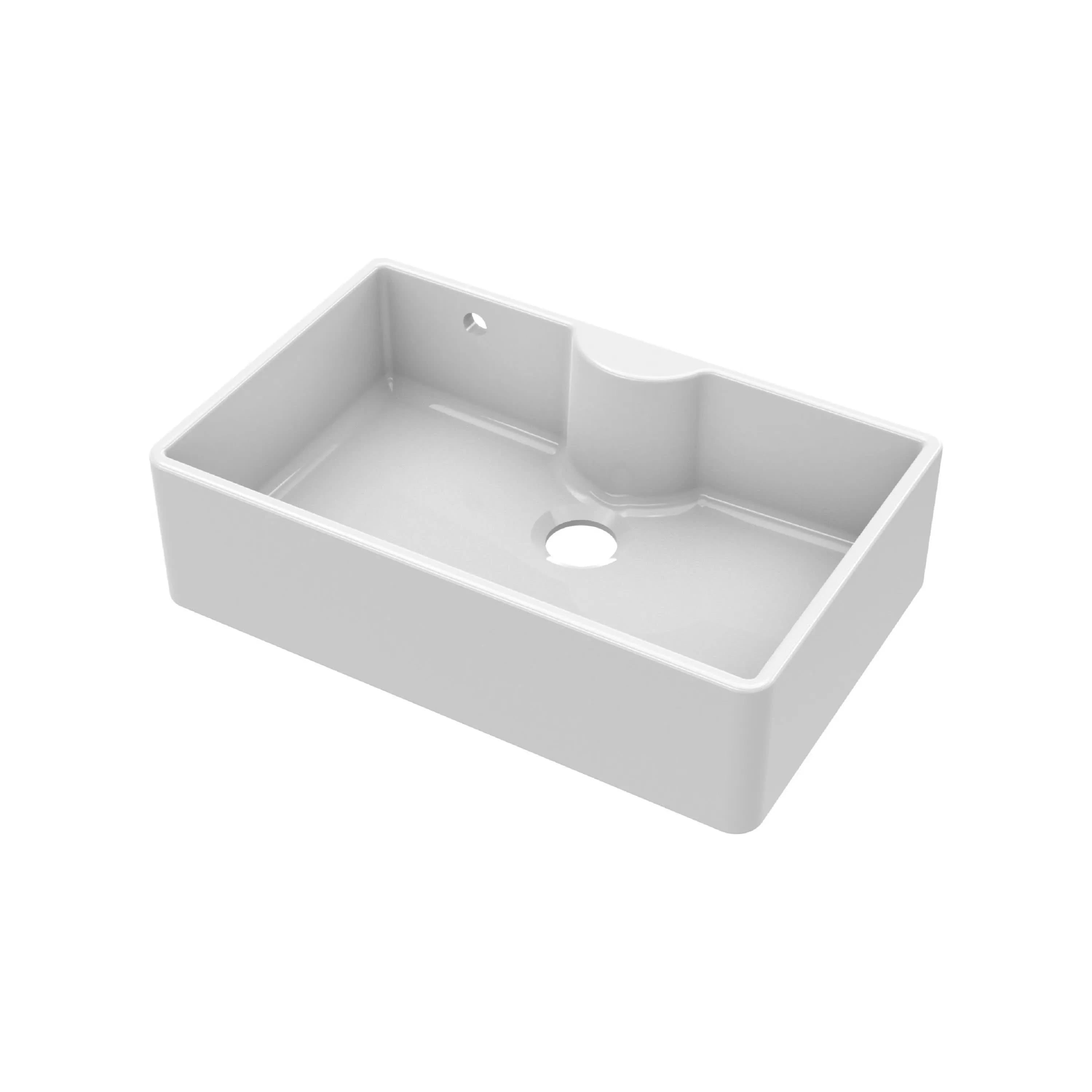 Nuie Single Bowl Butler Sink With Tap Ledge And Overflow - White