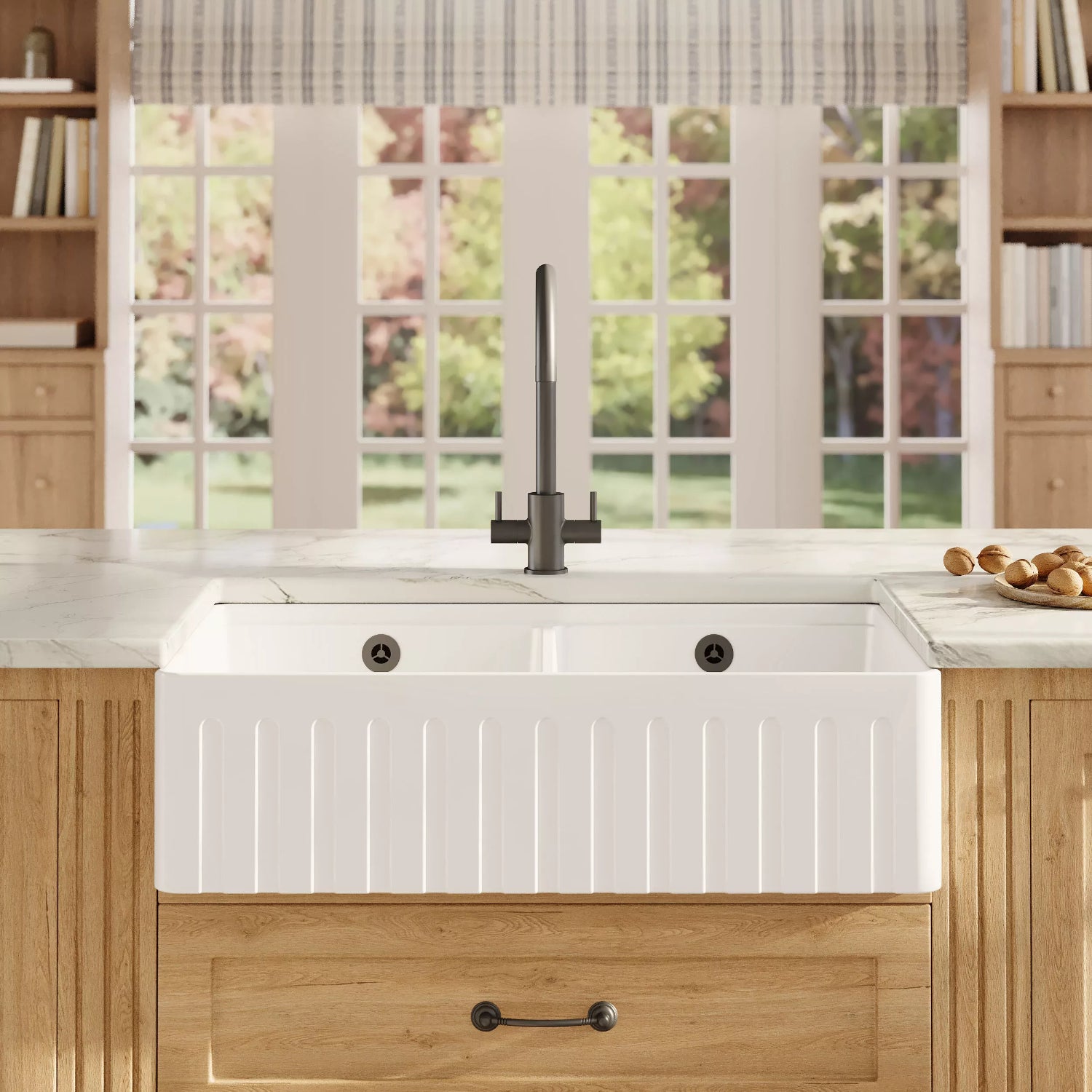 Nuie Butler Sink With Ledge - White