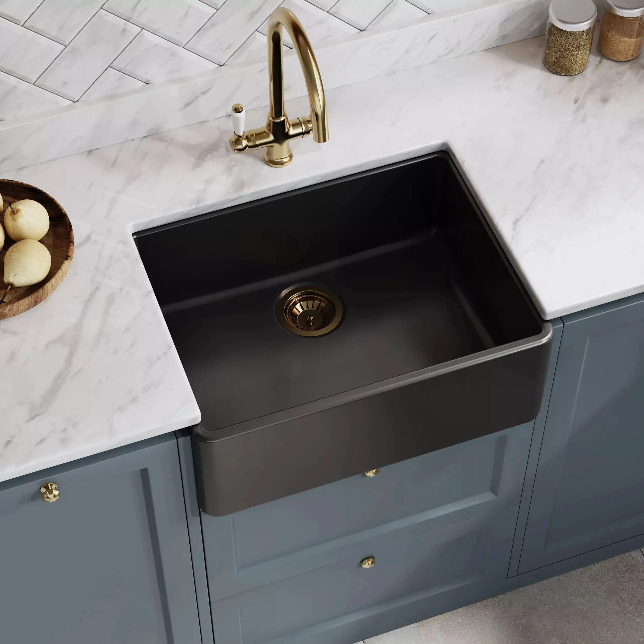 Nuie Single Bowl Butler Sink With Offset Waste
