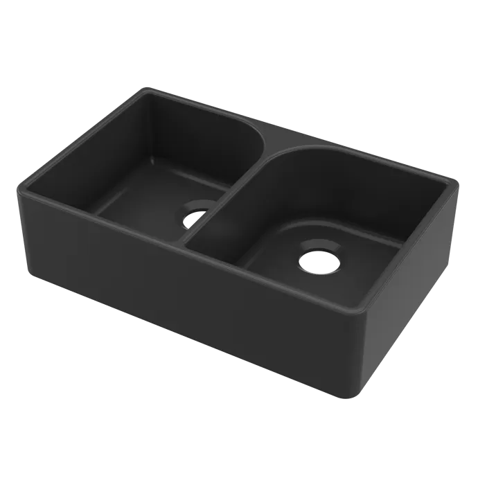 Nuie 795mm Double Bowl Butler Sink With Offset Waste And Full Weir