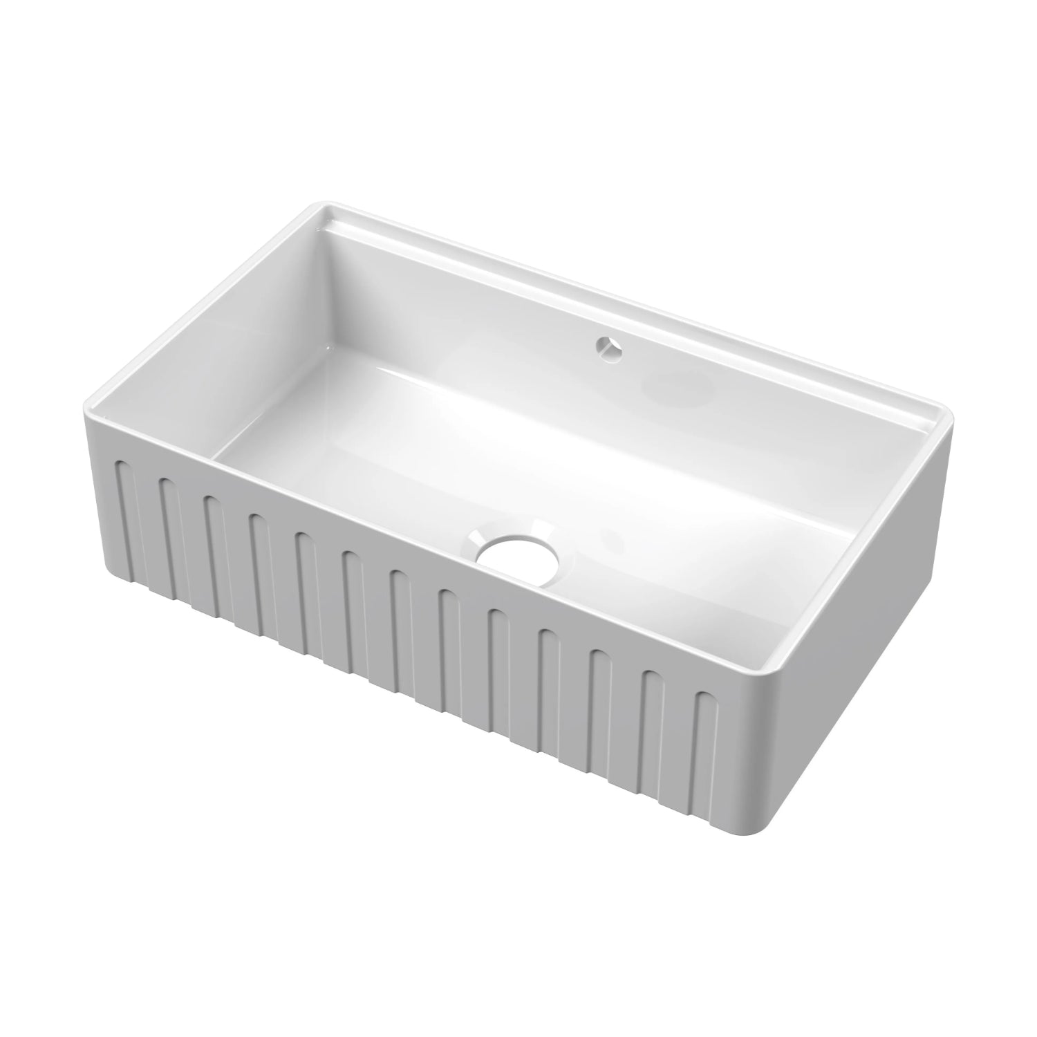Nuie Fluted Butler Sink With Ledge - White