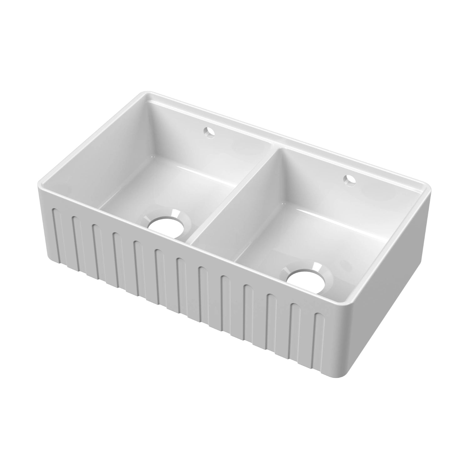 Nuie Fluted Butler Sink With Ledge - White