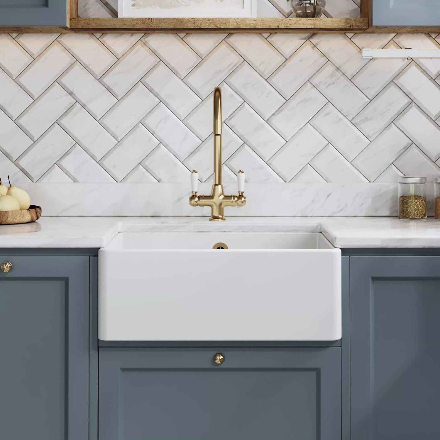 Nuie Single Bowl Butler Sink - White