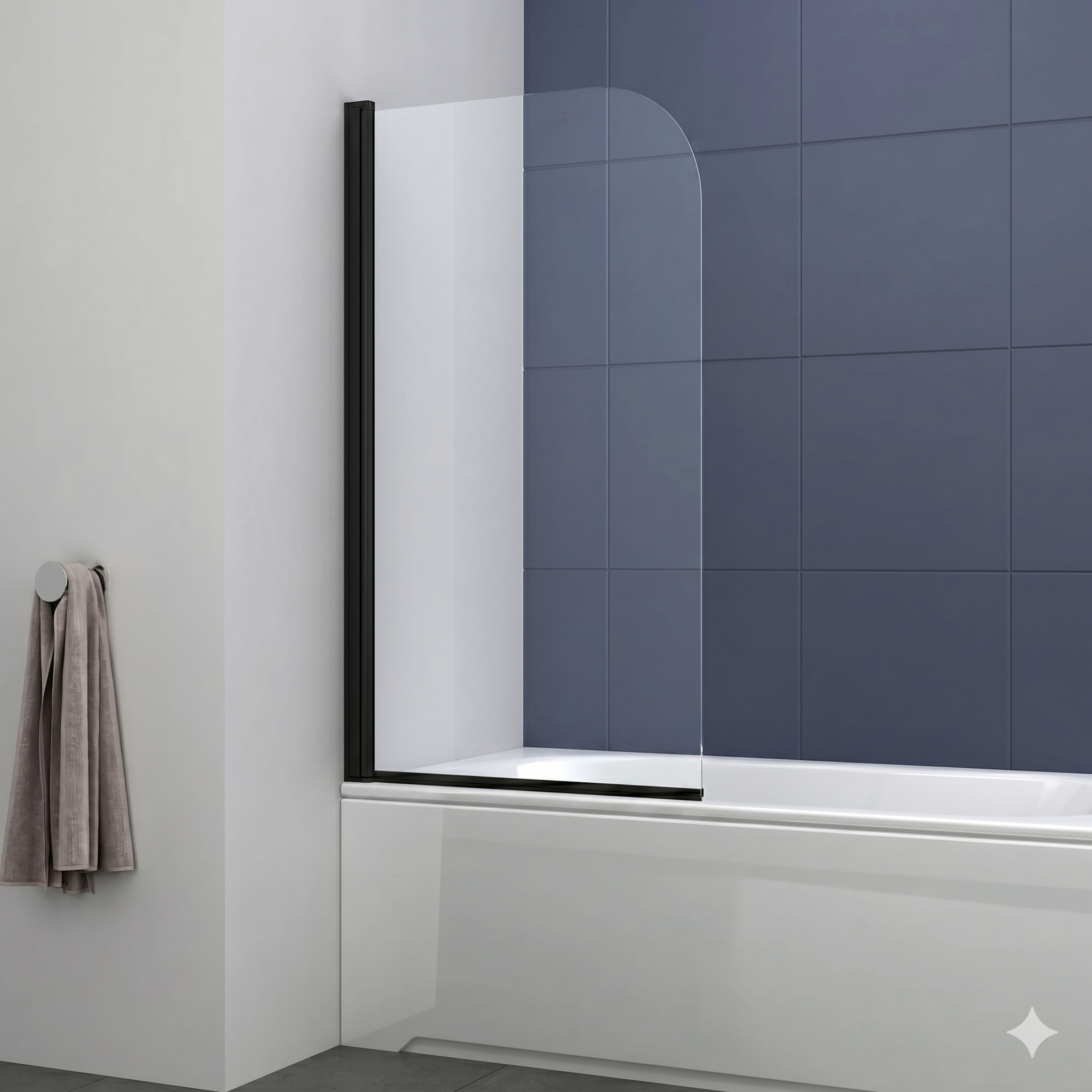 Modern Square Edge Straight Bath Screen - 6mm Glass - 1400mm x 800mm - Chrome
