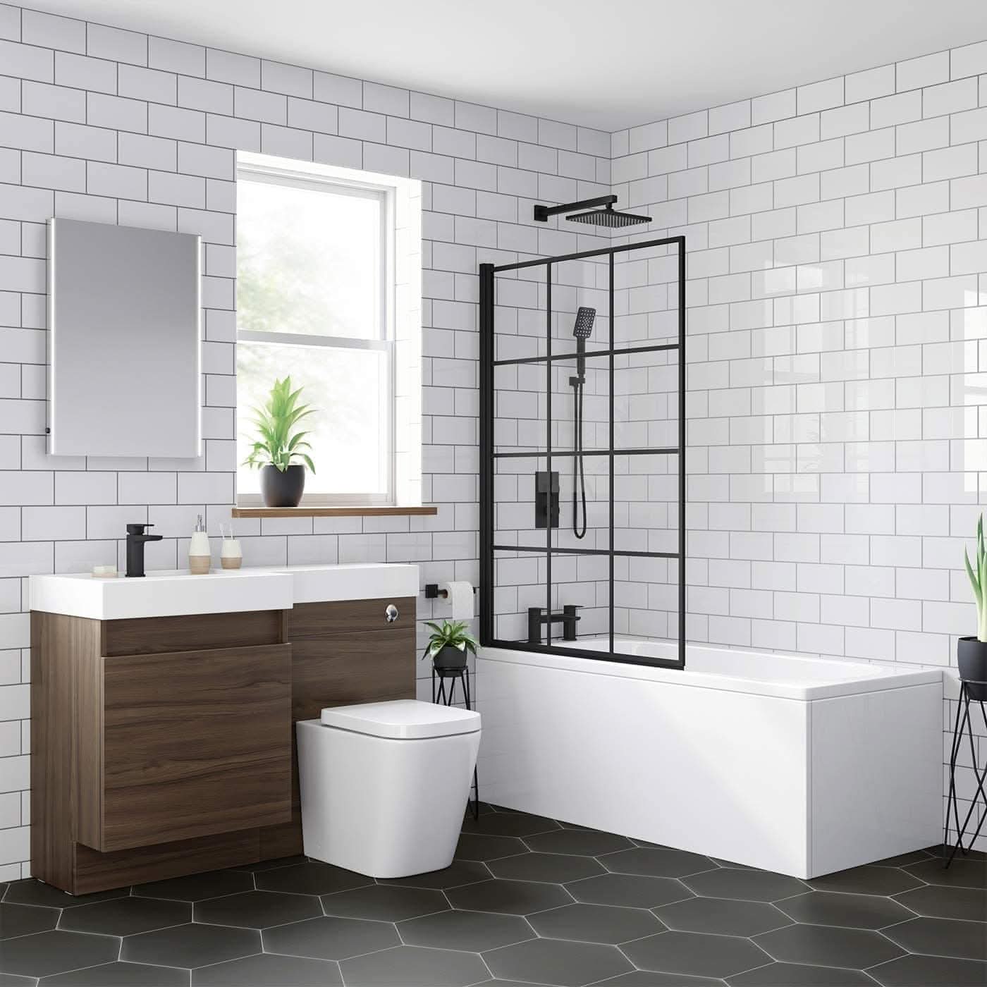 Modern Designer Crittall Folding Shower Bath Screen 1400mm x 1000mm