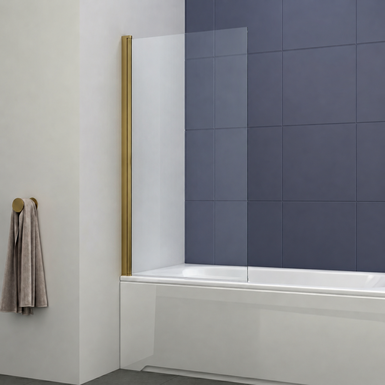 VeeBath 1400mm x 800mm 6mm Glass Square Edge Straight Bath Screen - Chrome Finish