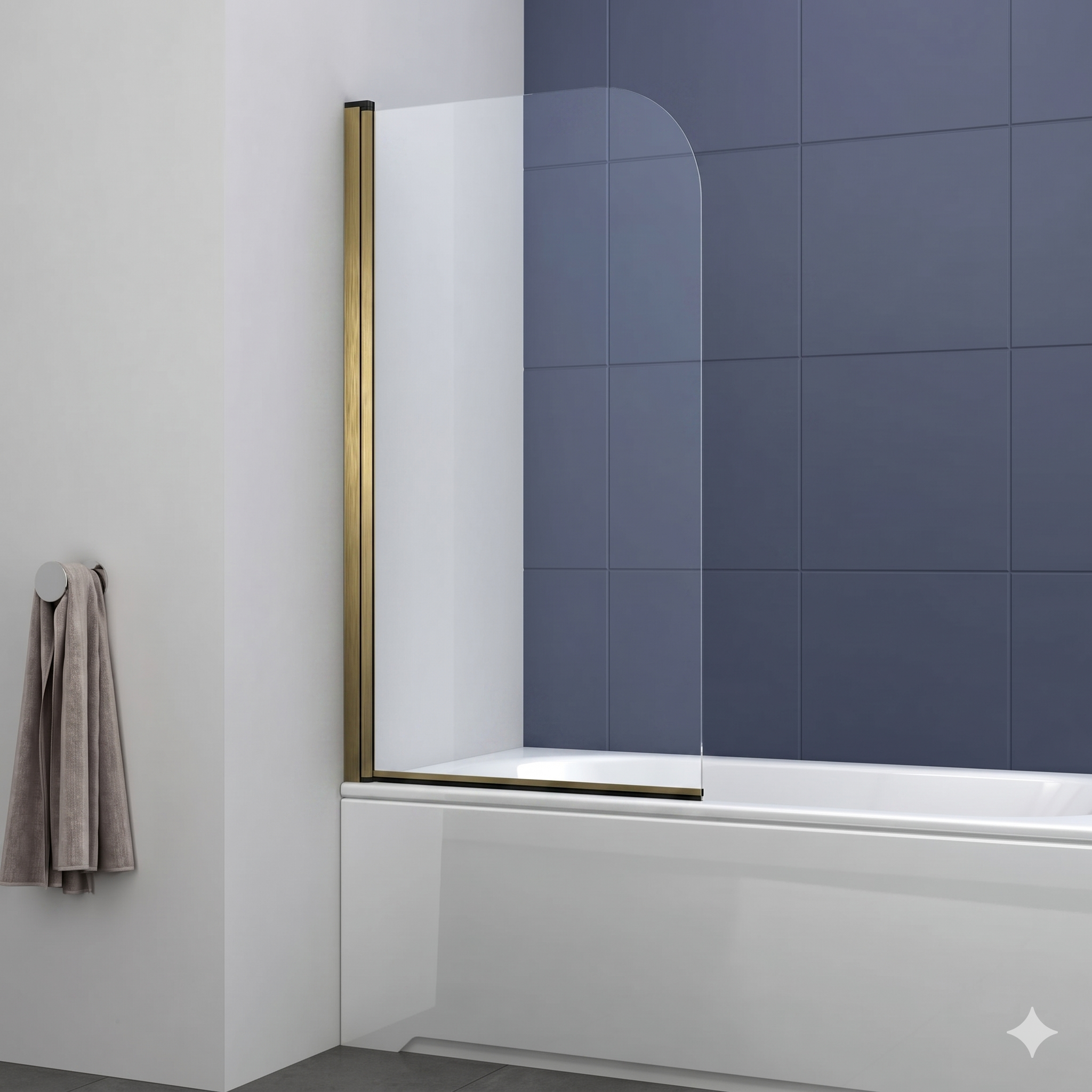 Modern Square Edge Straight Bath Screen - 6mm Glass - 1400mm x 800mm - Chrome