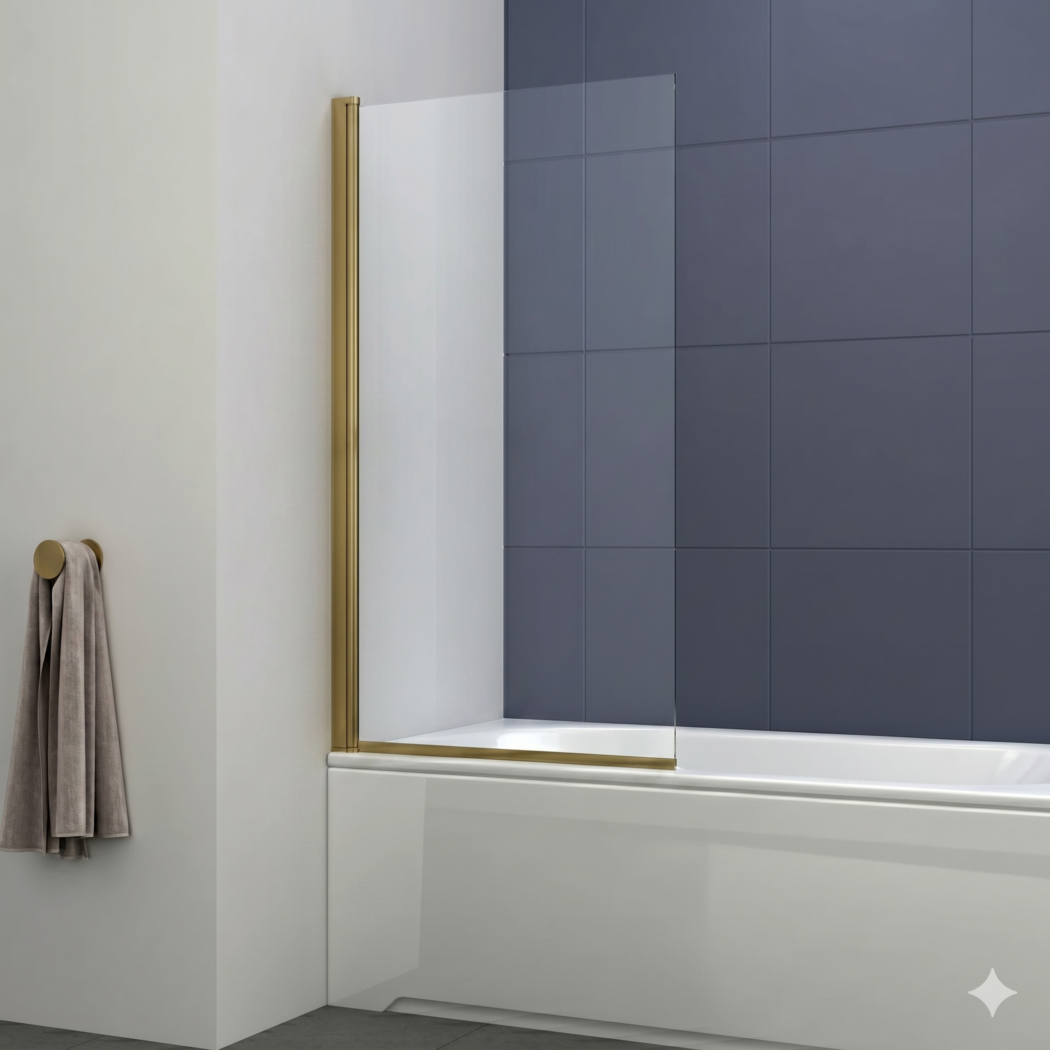 Modern Square Edge Straight Bath Screen - 6mm Glass - 1400mm x 800mm - Chrome