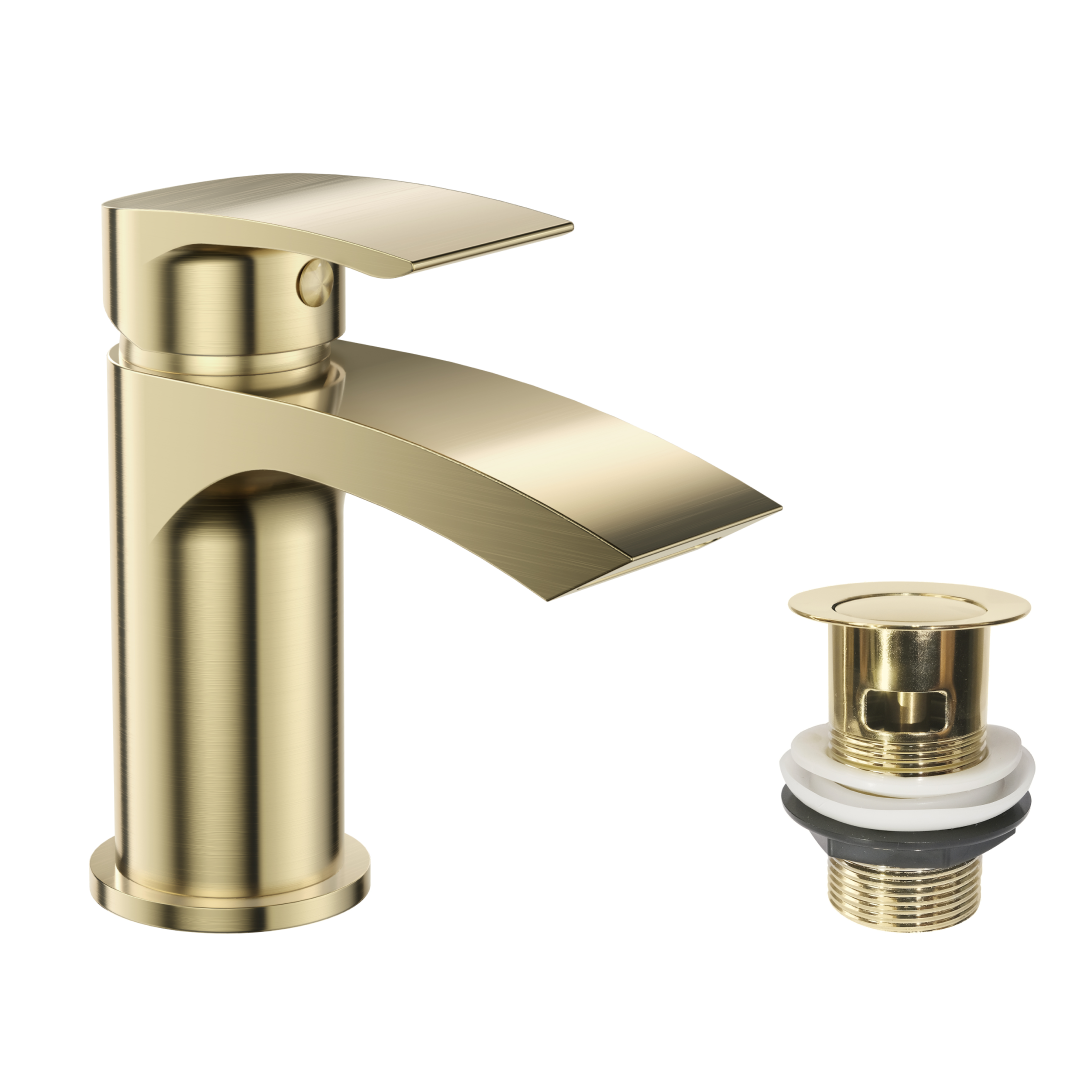 Cascade Mono Basin Mixer Tap with Push Button Waste