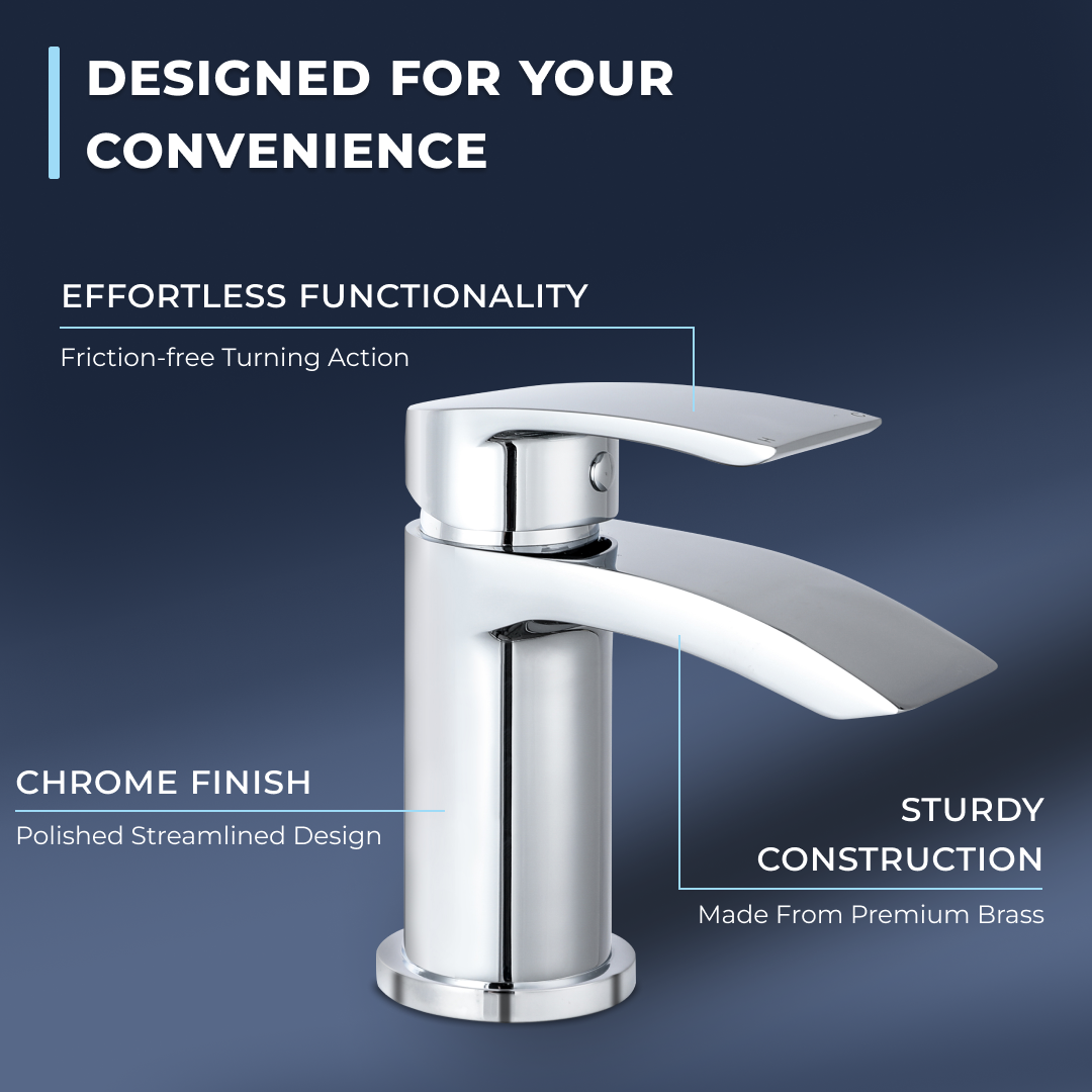 Cascade Mono Basin Mixer Tap with Push Button Waste