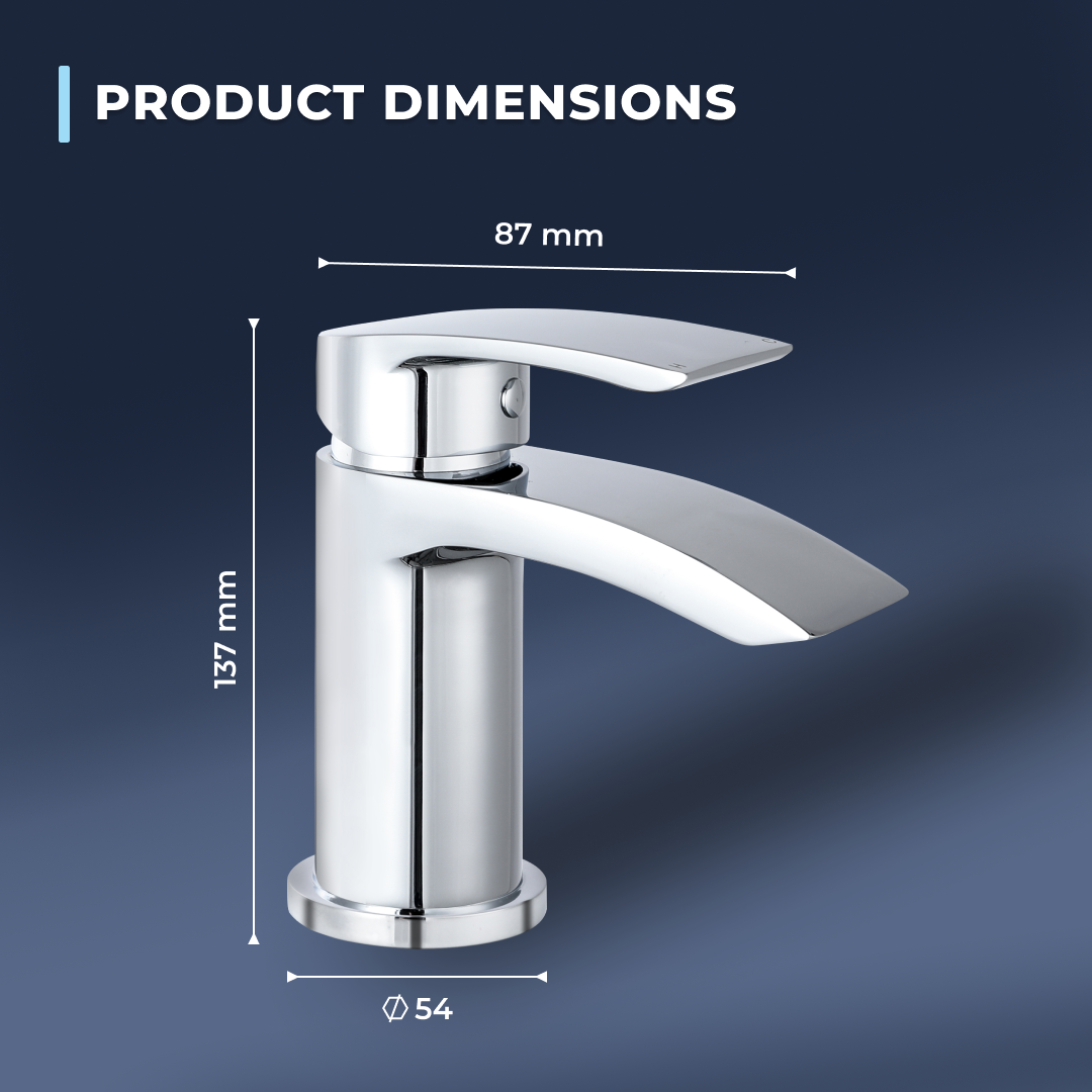 Cascade Mono Basin Mixer Tap with Push Button Waste