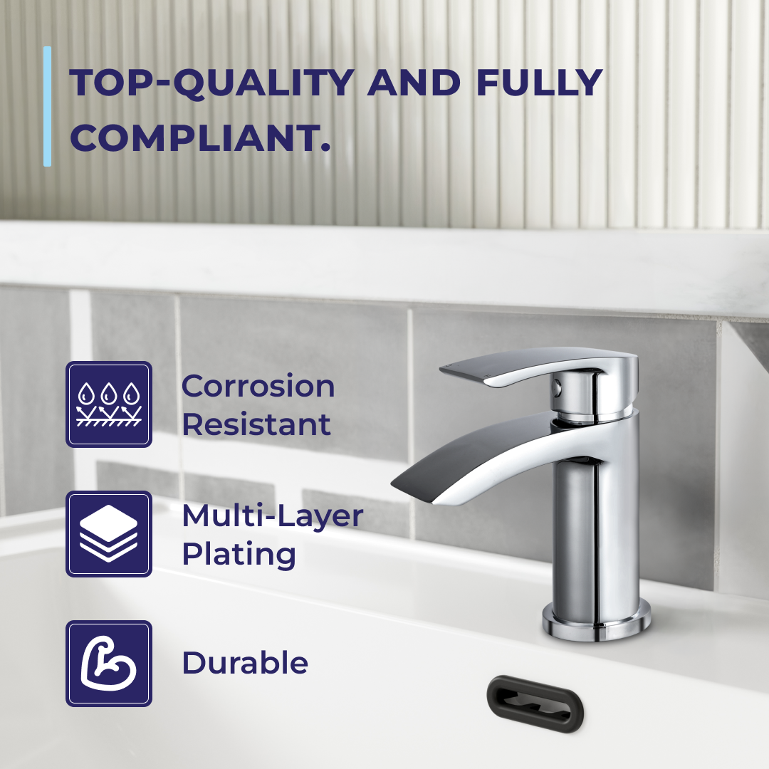Cascade Mono Basin Mixer Tap with Push Button Waste