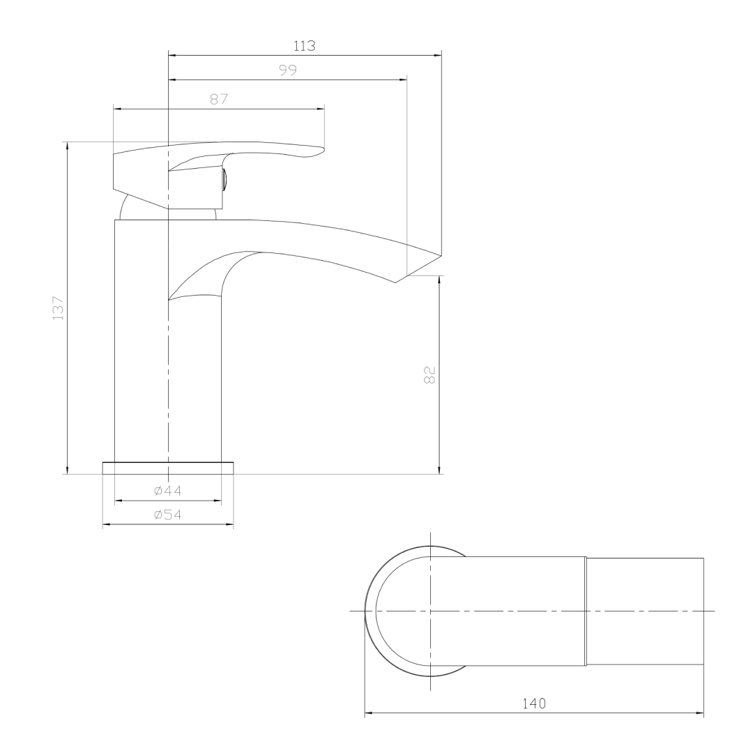 Cascade Mono Basin Mixer Tap with Push Button Waste