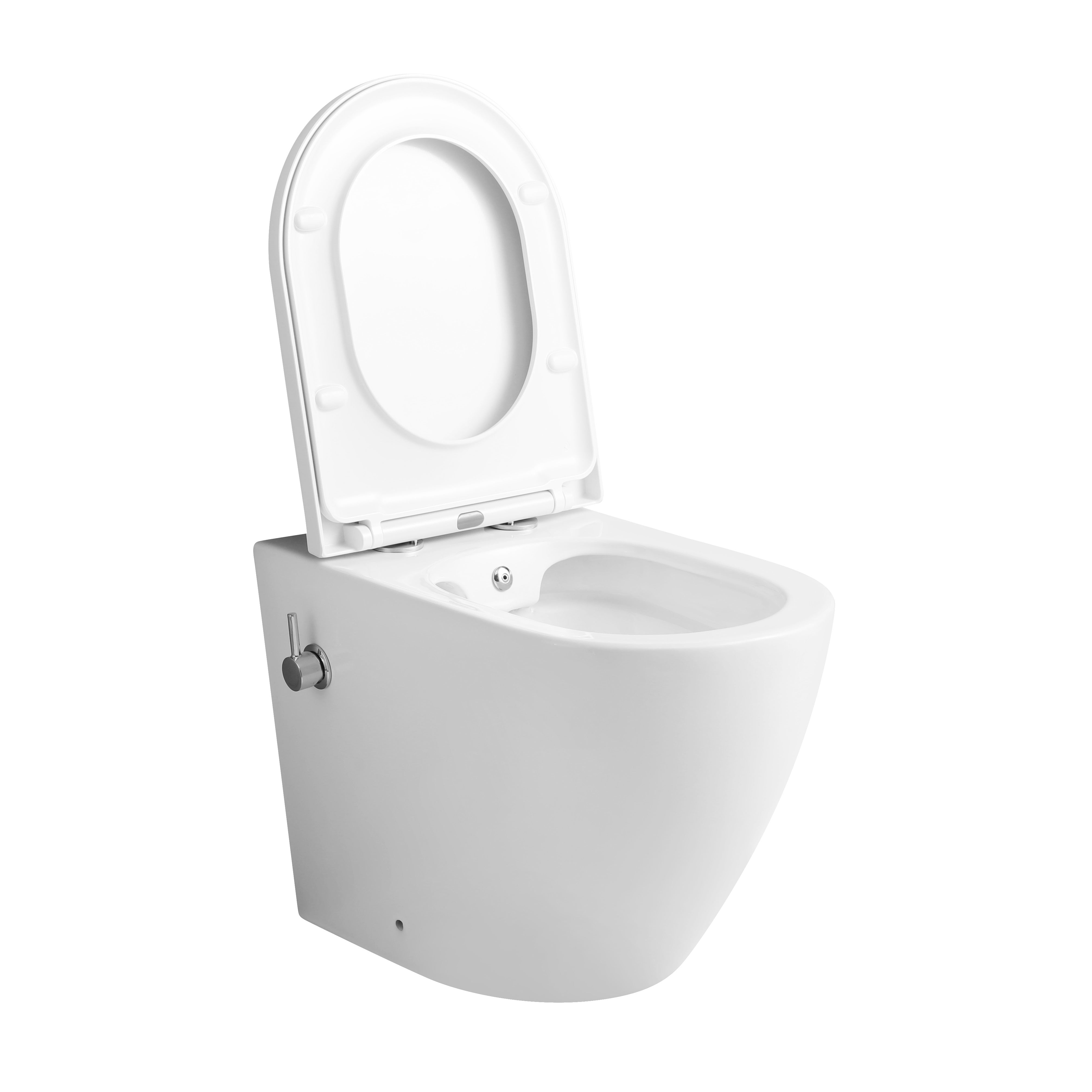 Zenith Built-In Bidet Back To Wall Toilet With Soft Close Seat & Fixing Kits - White