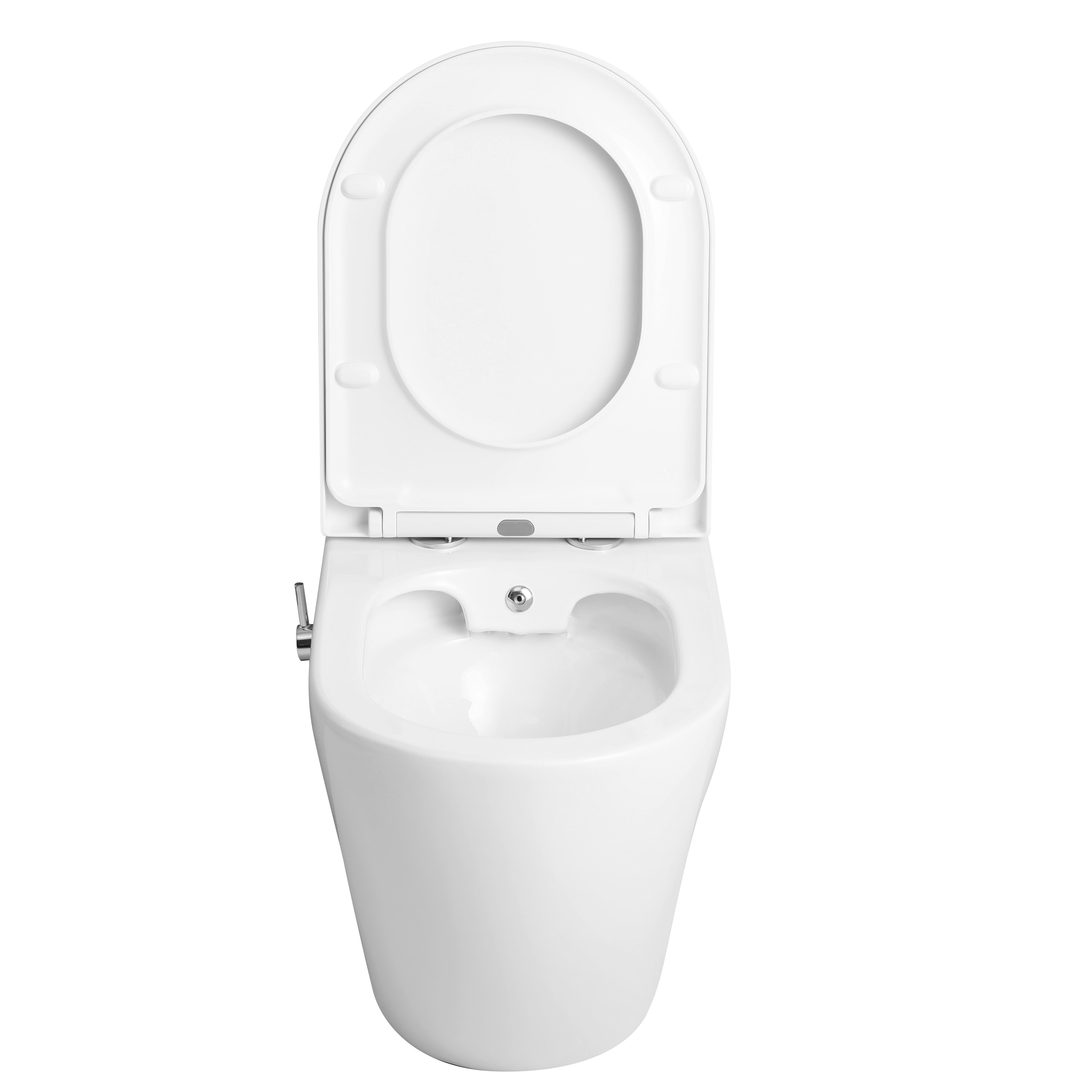Zenith Built-In Bidet Back To Wall Toilet With Soft Close Seat & Fixing Kits - White