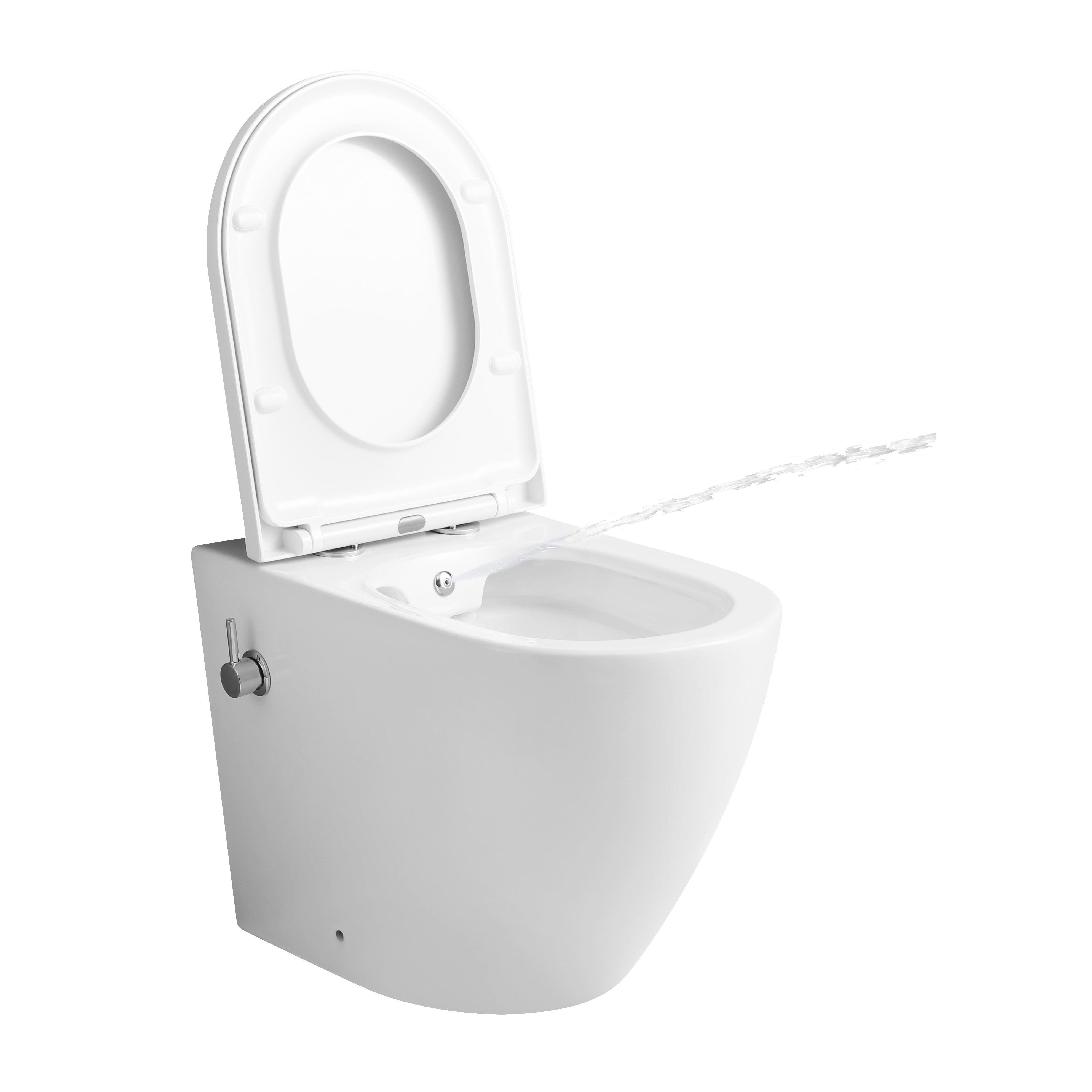 Zenith Built-In Bidet Back To Wall Toilet With Soft Close Seat & Fixing Kits - White