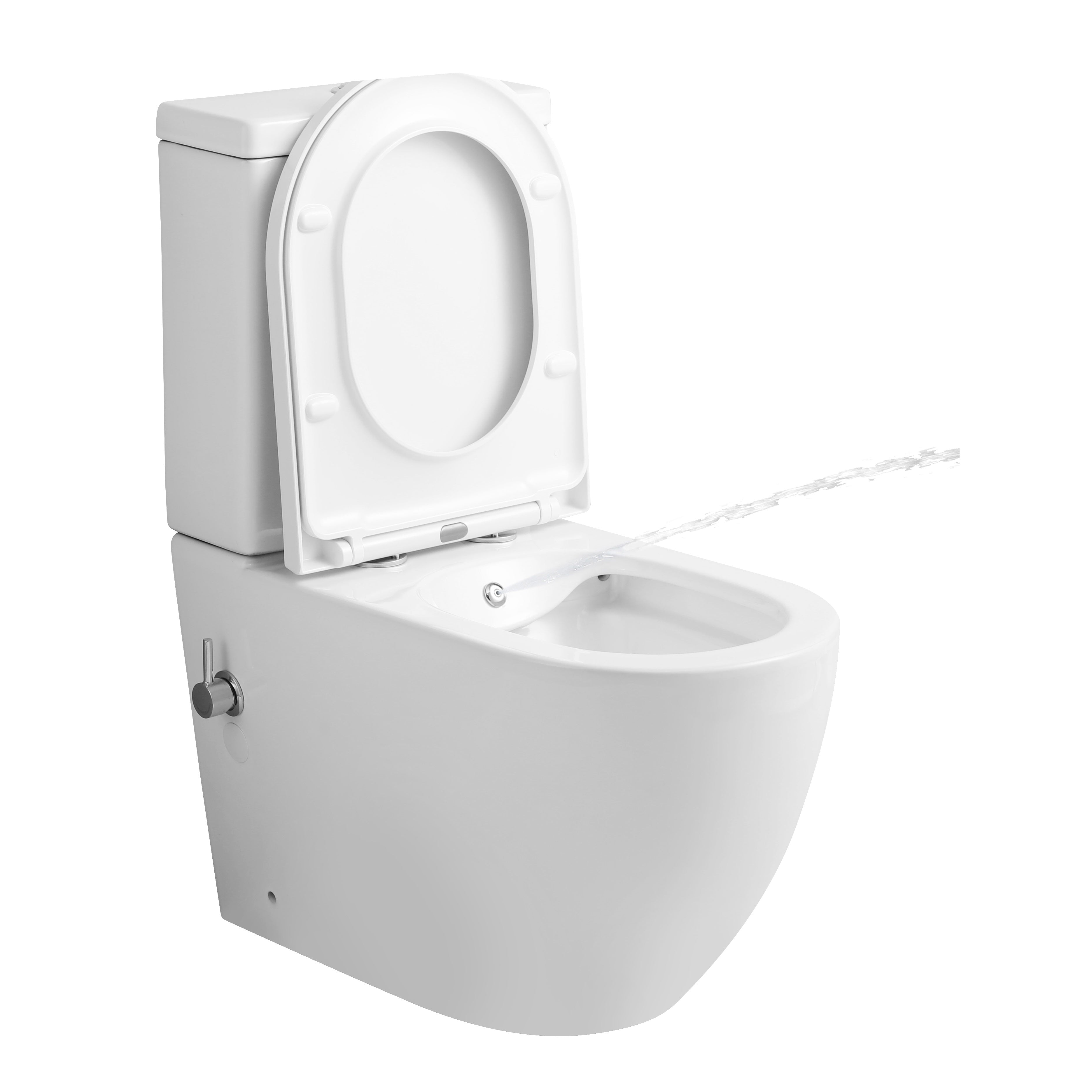 Zenith Close Coupled Toilet with Soft Close Seat, Cistern & Built-in Bidet - White