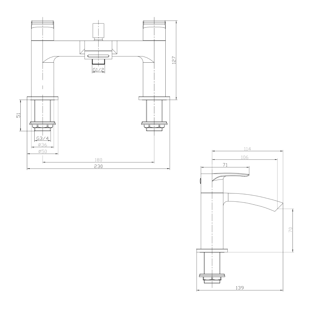 Cascade Bath Shower Mixer Tap
