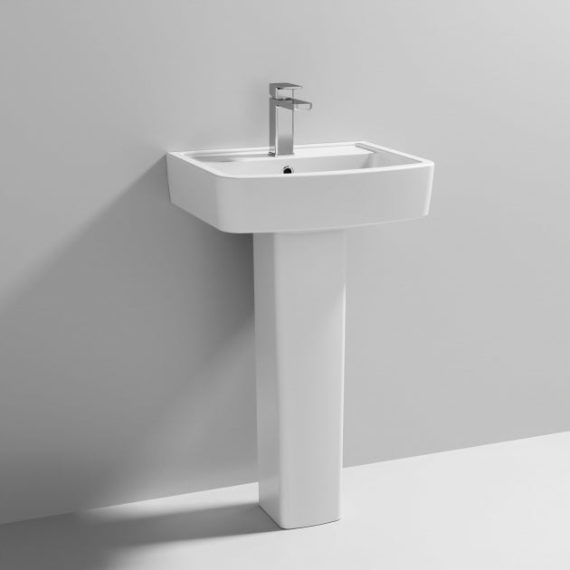 Flow Basin with Pedestal & Size Options - 1 TH - White