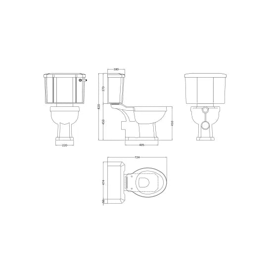 Classique Close Coupled Toilet with Cistern & Seat Options - White