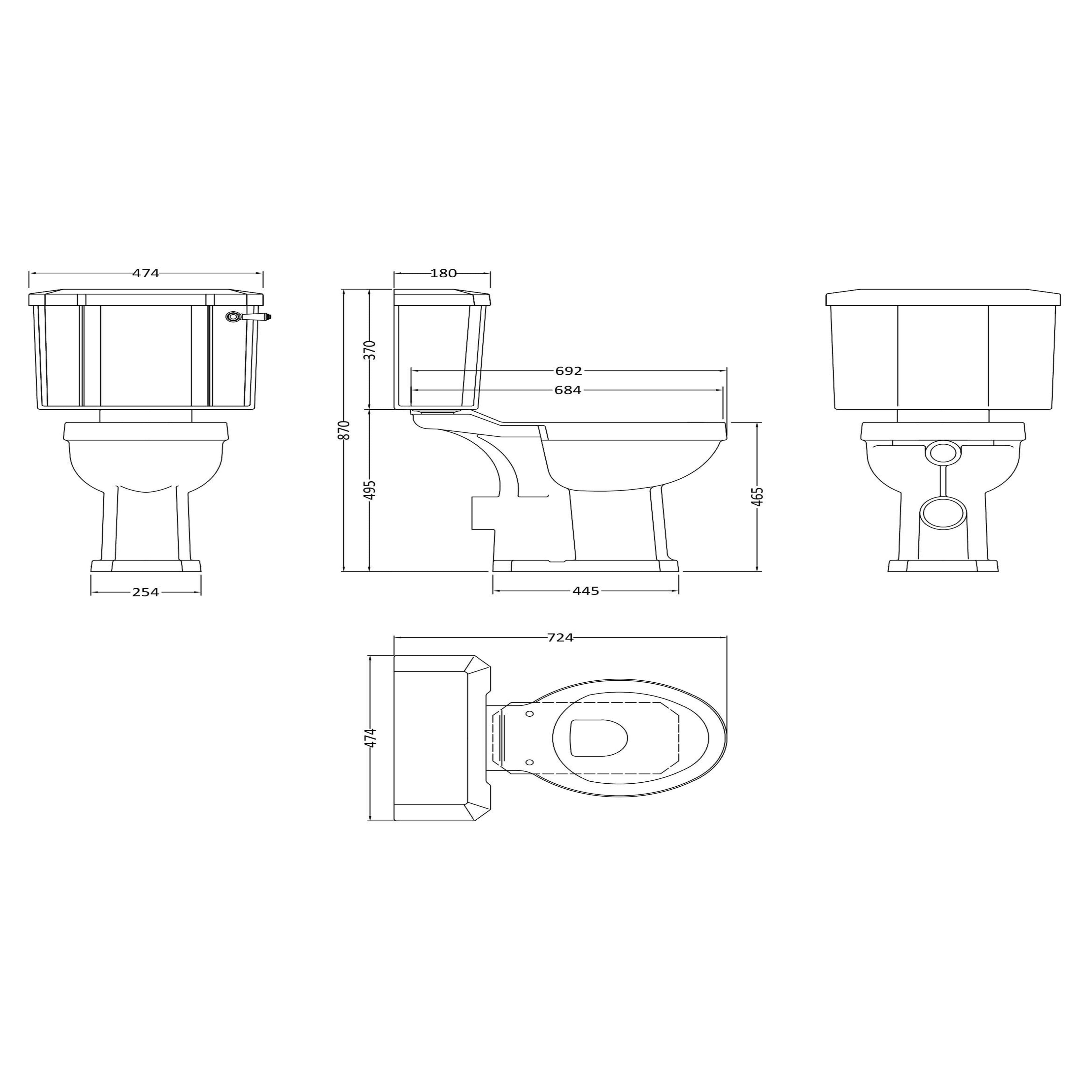 Classique Comfort Height Close Coupled Toilet With Cistern & Seat Options - White