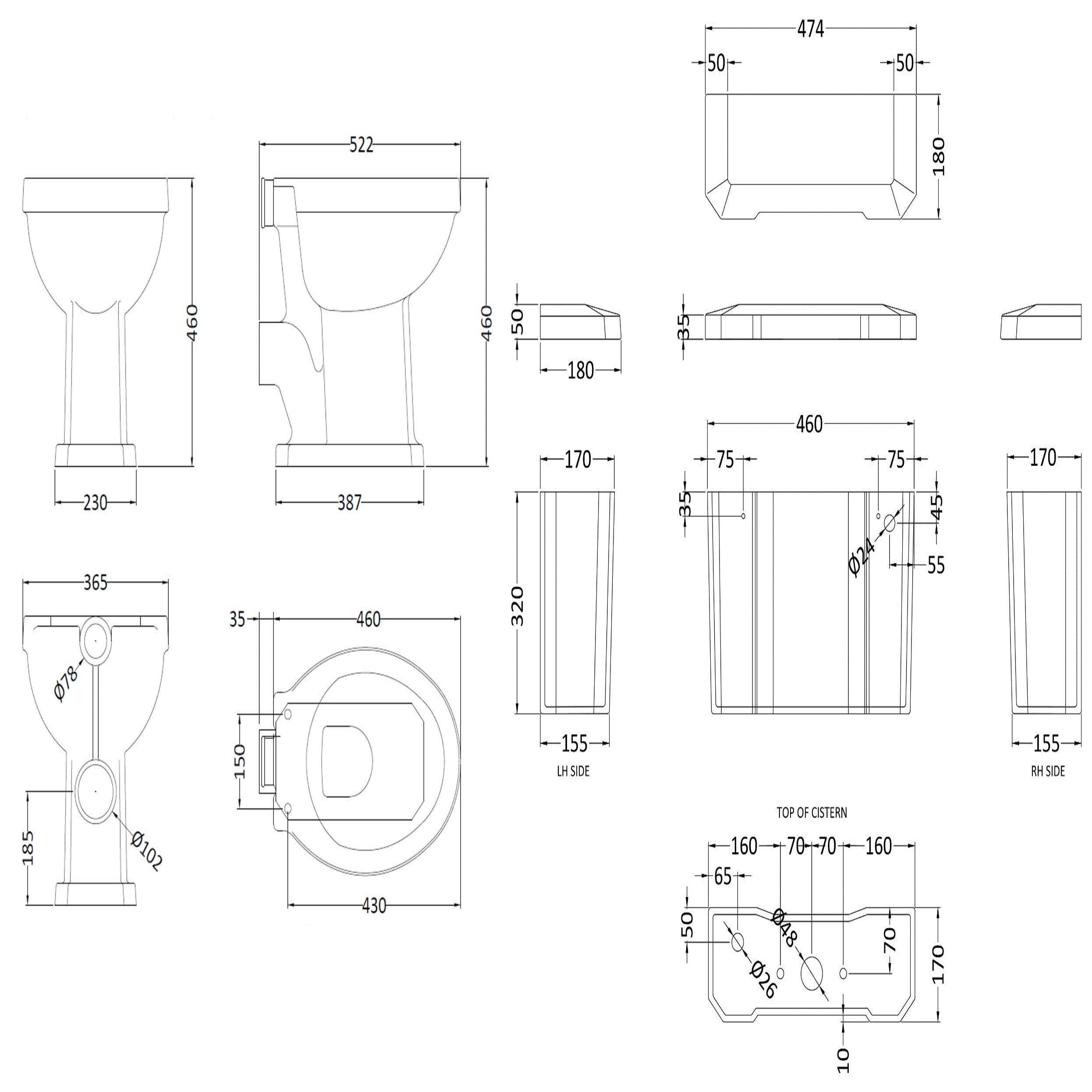 Classique Comfort Height Low Level Toilet With Cistern, Seat & Flush Pipe Kit -  White