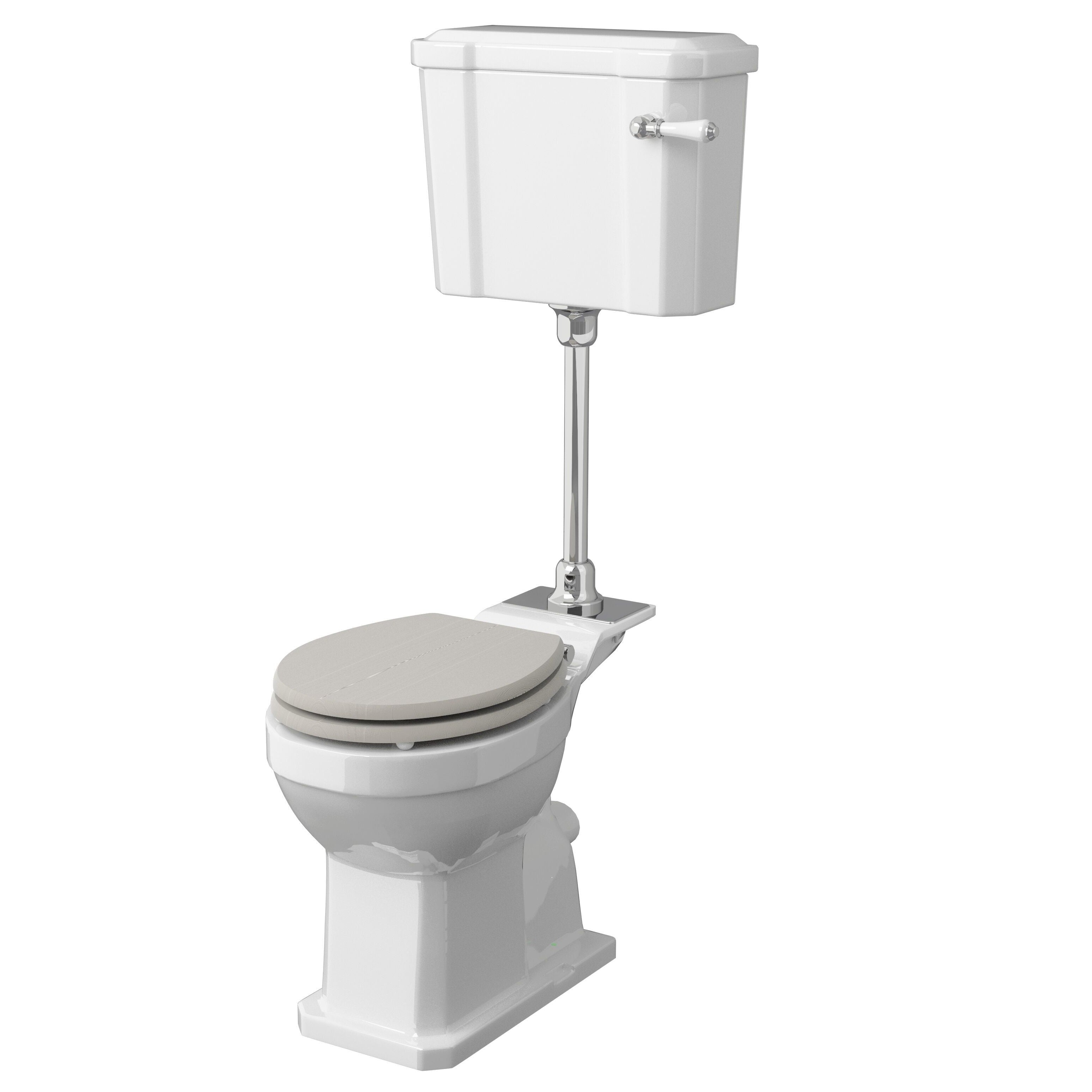 Classique Comfort Height Mid Level Toilet With Cistern, Seat & Flush Pipe Kit - White