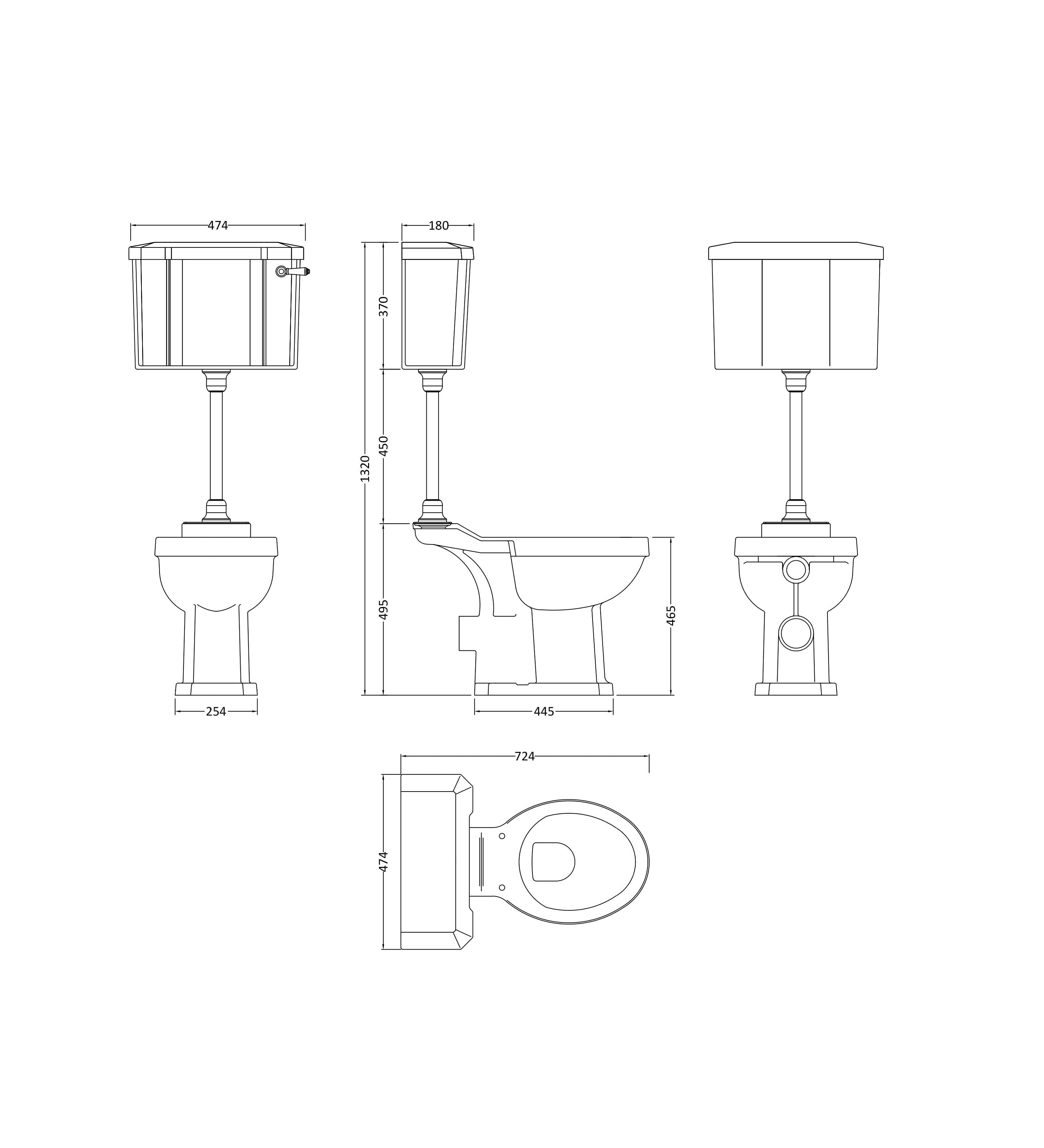 Classique Comfort Height Mid Level Toilet With Cistern, Seat & Flush Pipe Kit - White