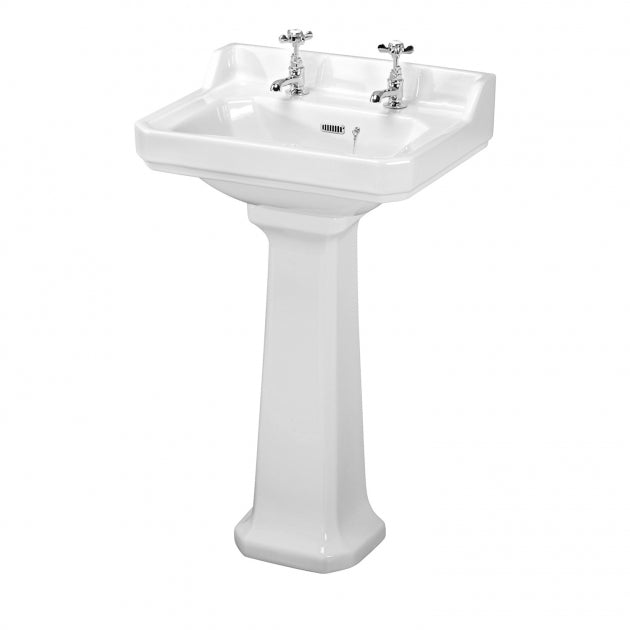 Hix Basin with  Full  Pedestal - 560mm Wide - 2 TH - White