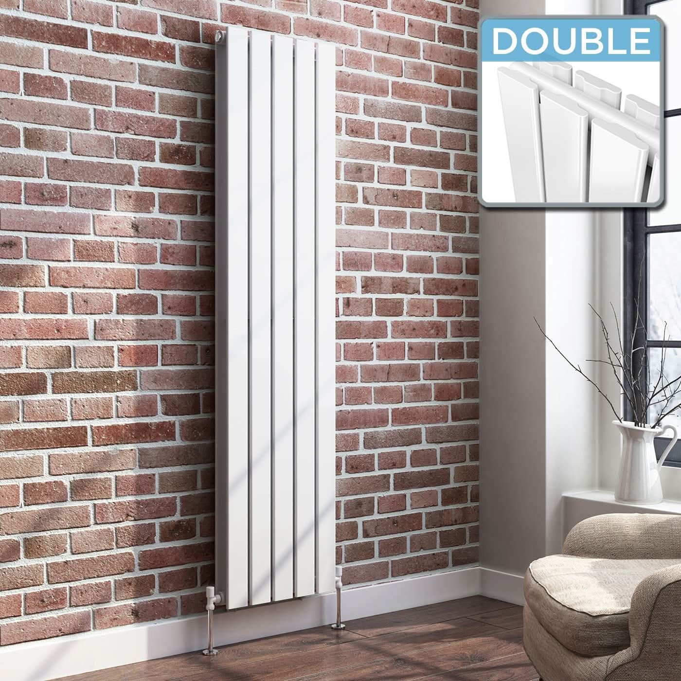 iBathUK Apex Vertical Double Panel Slim Flat Radiator, Designer Slim Radiator