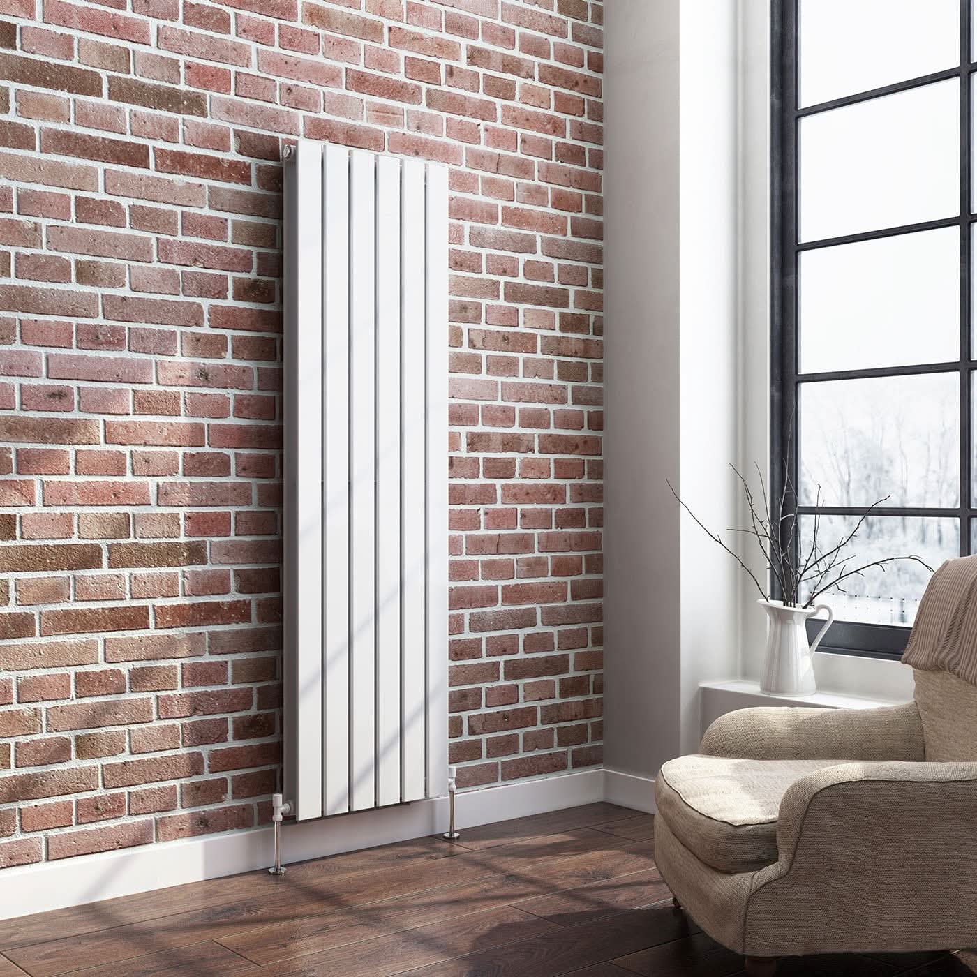 iBathUK Apex Vertical Double Panel Slim Flat Radiator, Designer Slim Radiator