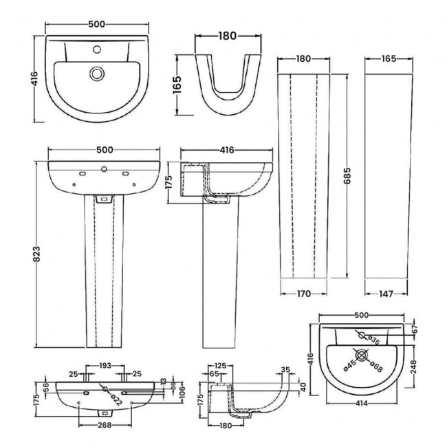 Harmony Basin with Pedestal Options - 1 TH - White