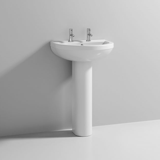 Liquid Basin with Pedestal & Size Options - 1 or 2 TH  - White
