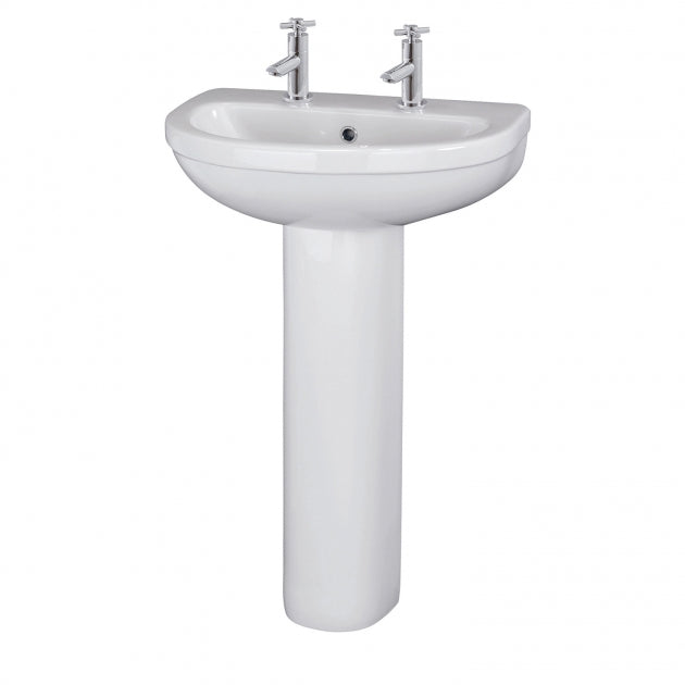 Liquid Basin with Pedestal & Size Options - 1 or 2 TH  - White