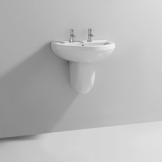 Liquid Basin with Pedestal & Size Options - 1 or 2 TH  - White