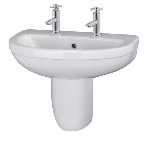 Liquid Basin with Pedestal & Size Options - 1 or 2 TH  - White