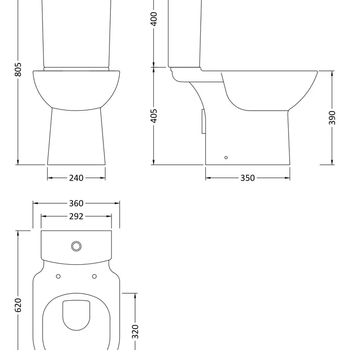 Provost Close Coupled Toilet with Cistern & Seat Options - White