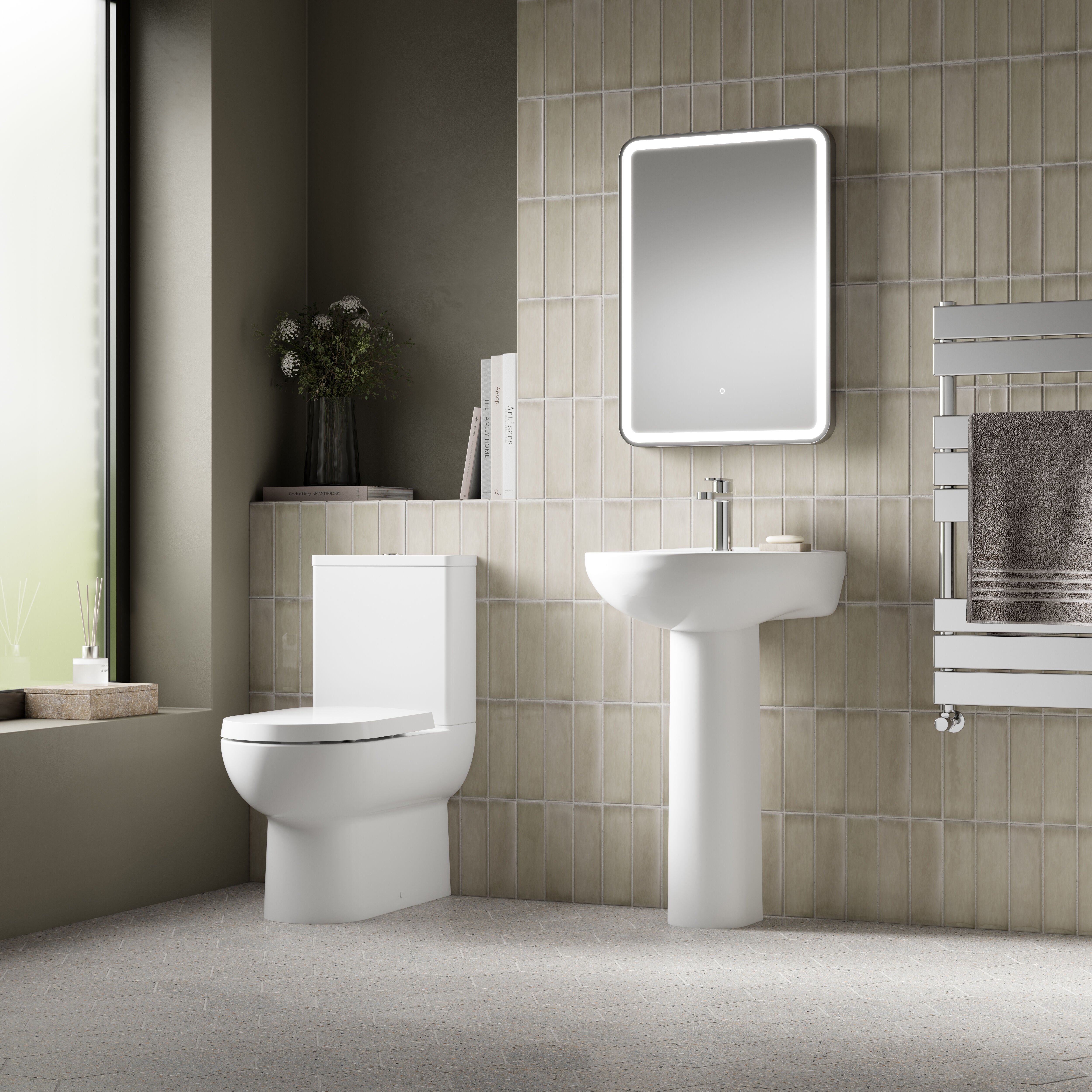Isla Rimless Close Coupled Toilet with Cistern & Seat Options - White