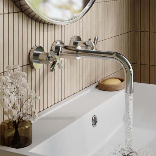 Cylin 3 Hole Wall Mounted Basin Mixer Tap