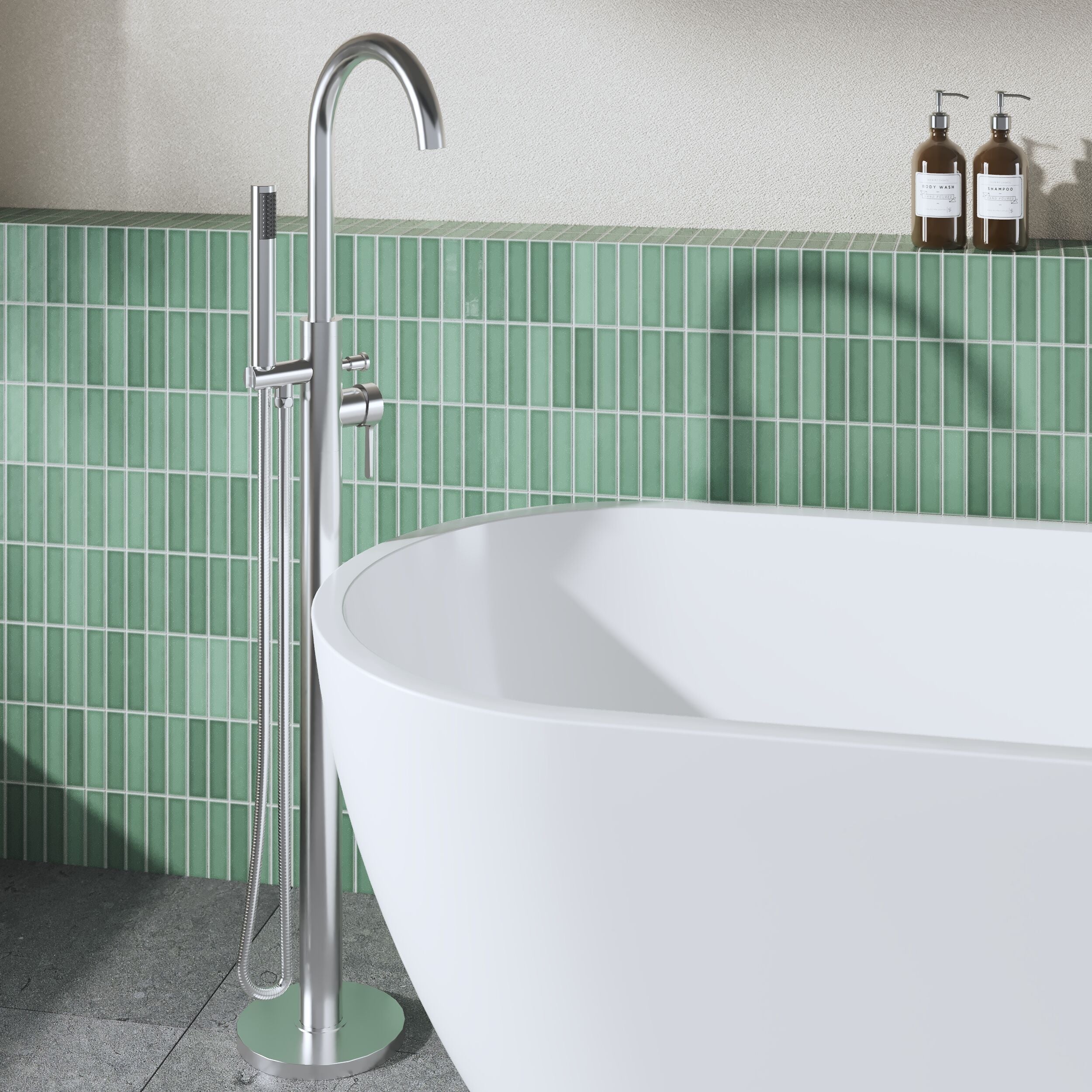 Cylin Floor Mounted Bath Shower Mixer Tap With Handset