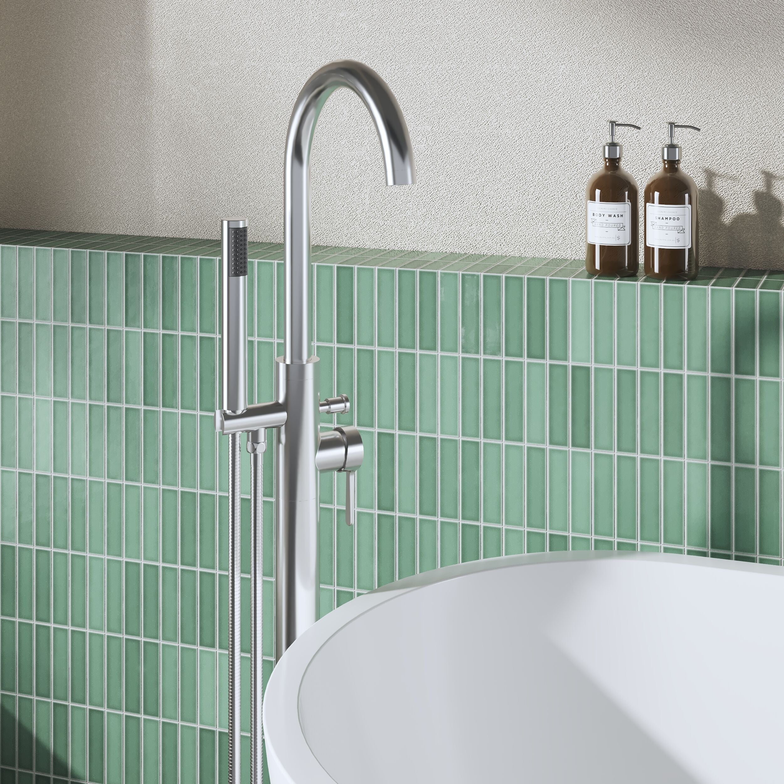 Cylin Floor Mounted Bath Shower Mixer Tap With Handset