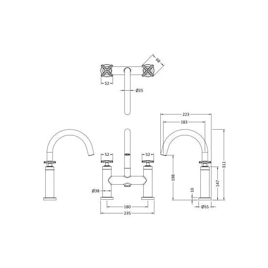 Cylin Deck Mounted Bath Filler Tap