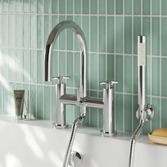 Cylin Bath Shower Mixer Tap With Hand Shower - Chrome